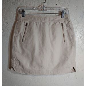 J Crew Zip Pocket Canvas‎ Cotton Linen Mini Skirt Stone Beige Sz 2